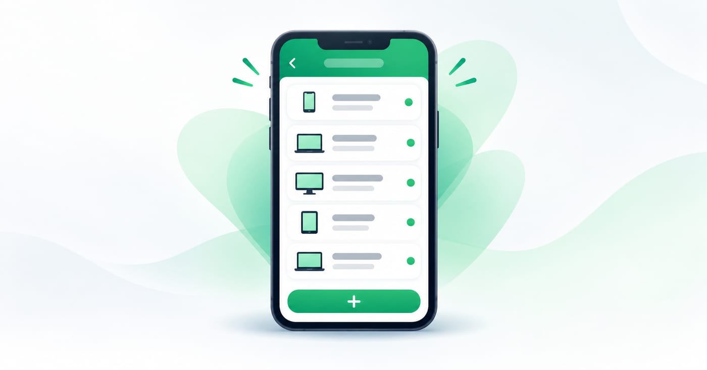 WhatsApp Business app linked devices screen showing devices connected to one number