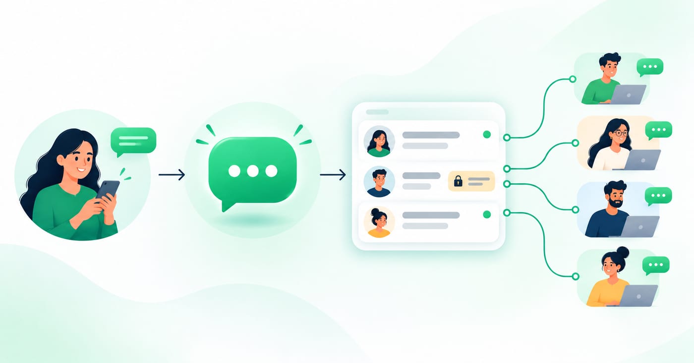 How a WhatsApp Business API shared inbox routes customer messages to team members